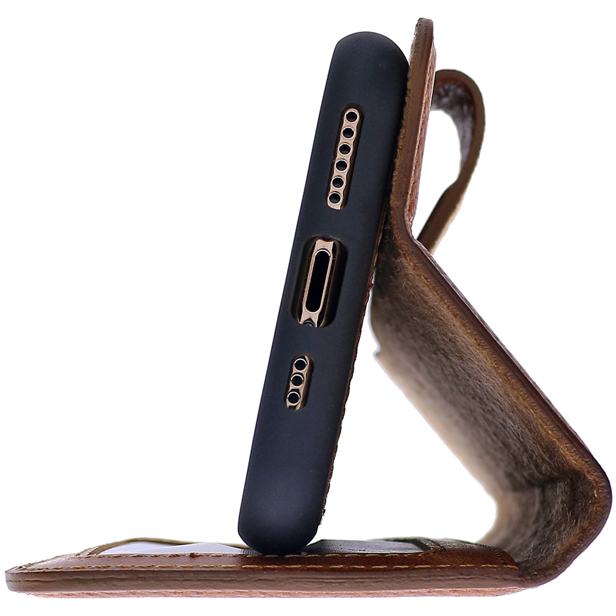 2-in-1 Lederhülle für iPhone 14 Plus Book-Style mit Magnet-Case | Braun