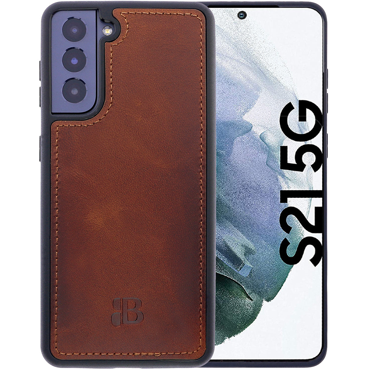 2-in-1 Lederhülle für Galaxy S21 – Book-Case mit Kartenfach | Braun