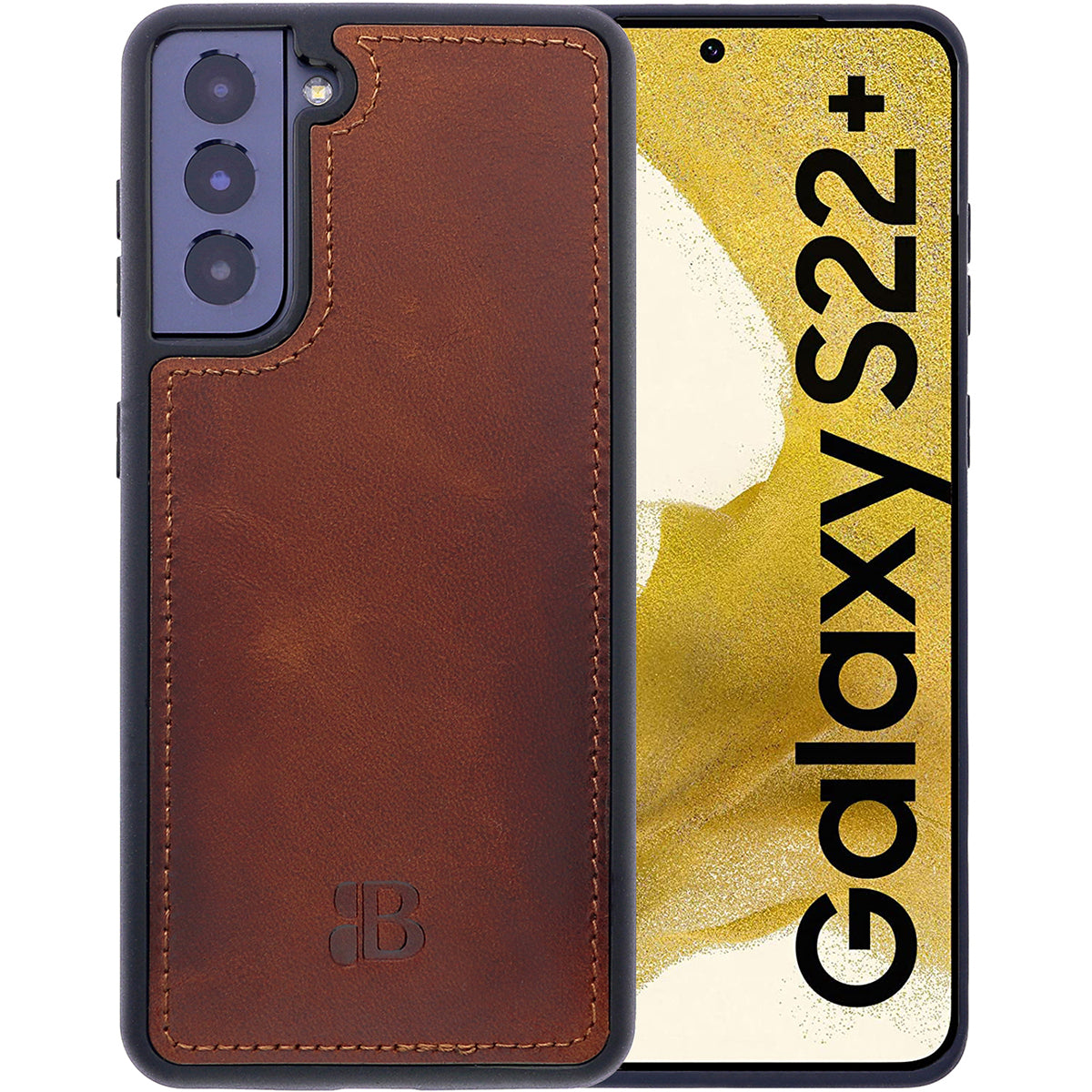2-in-1 Lederhülle für Galaxy S22 Plus – Book-Case mit Kartenfach | Braun