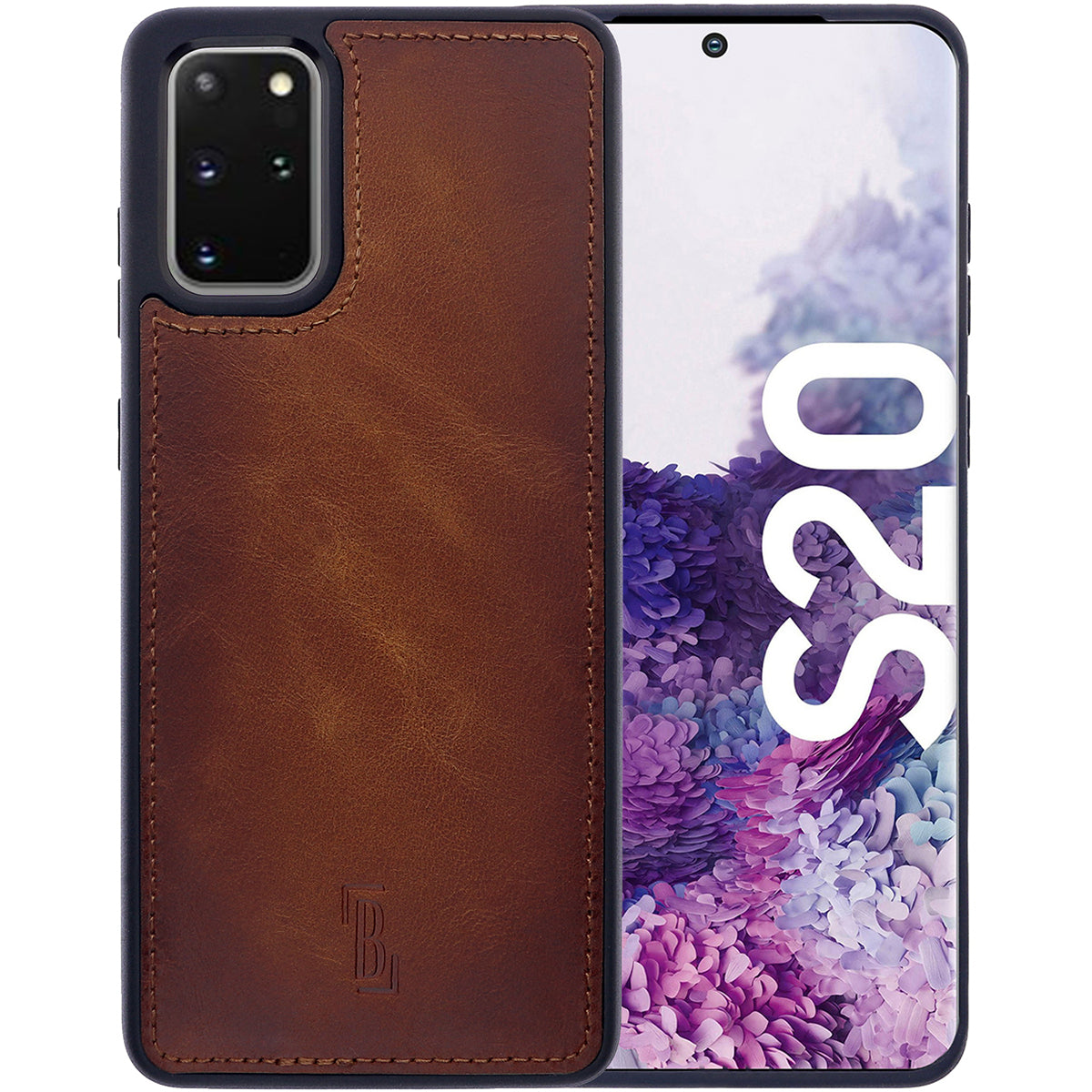 2-in-1 Lederhülle für Galaxy S20 – Book-Case mit Kartenfach | Braun