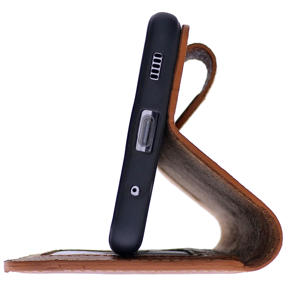 2-in-1 Lederhülle für Galaxy S20 – Book-Case mit Kartenfach | Braun