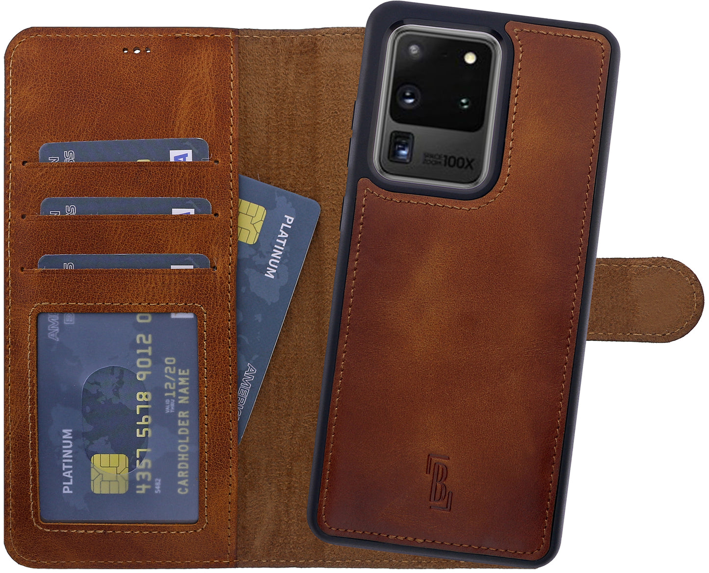 Samsung Galaxy S20 Ultra Lederhülle – 2-in-1 Book Case aus Echtleder