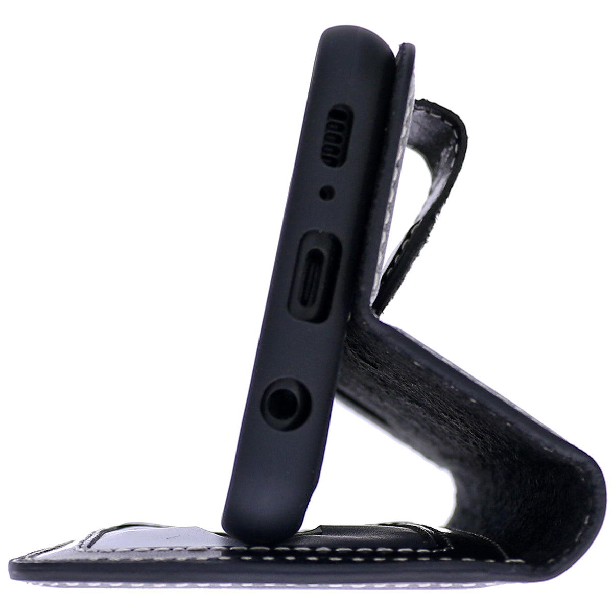 2-in-1 Lederhülle für Galaxy S10 – Book-Case mit Kartenfach | Schwarz