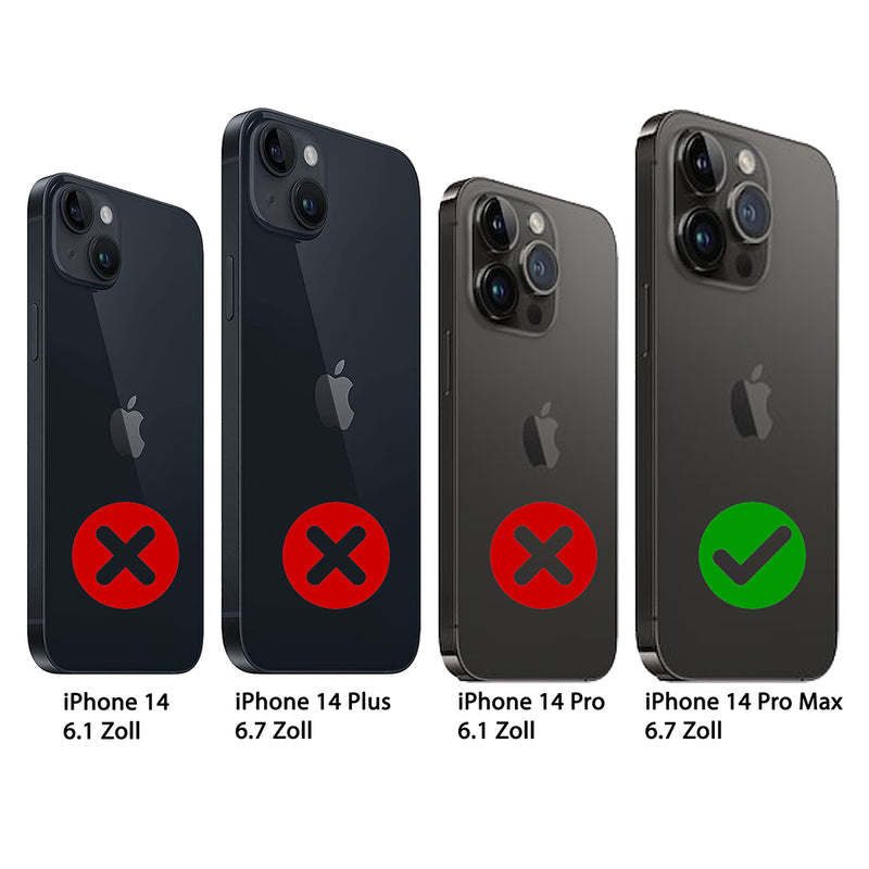 2-in-1 Lederhülle für iPhone 14 Pro Max Book-Style mit Magnet-Case | Grau - Ansicht 2
