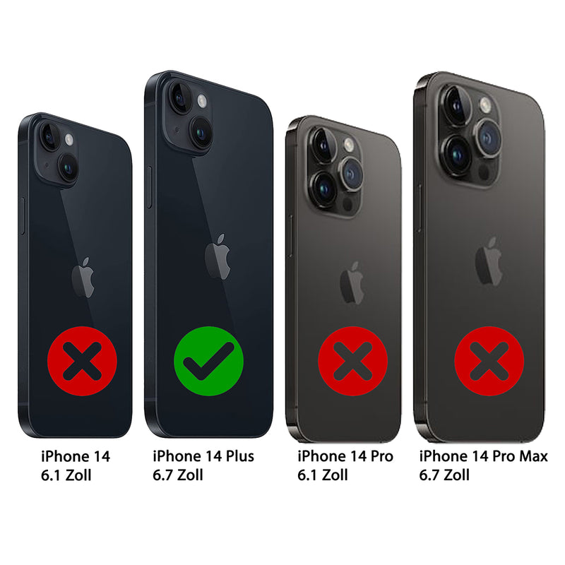 2-in-1 Lederhülle für iPhone 14 Plus Book-Style mit Magnet-Case | Schwarz - Ansicht 2