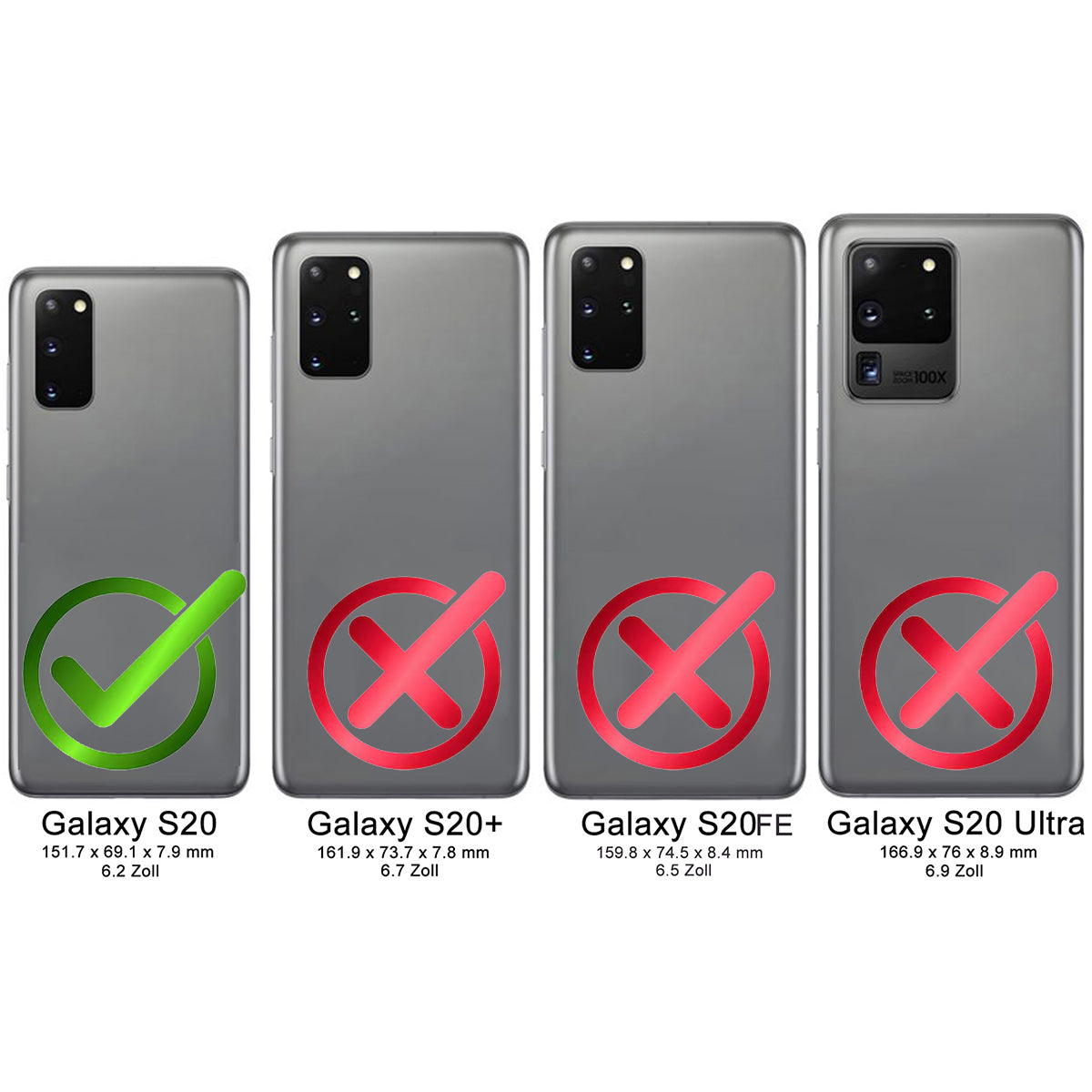 2-in-1 Lederhülle für Galaxy S20 – Book-Case mit Kartenfach | Schwarz