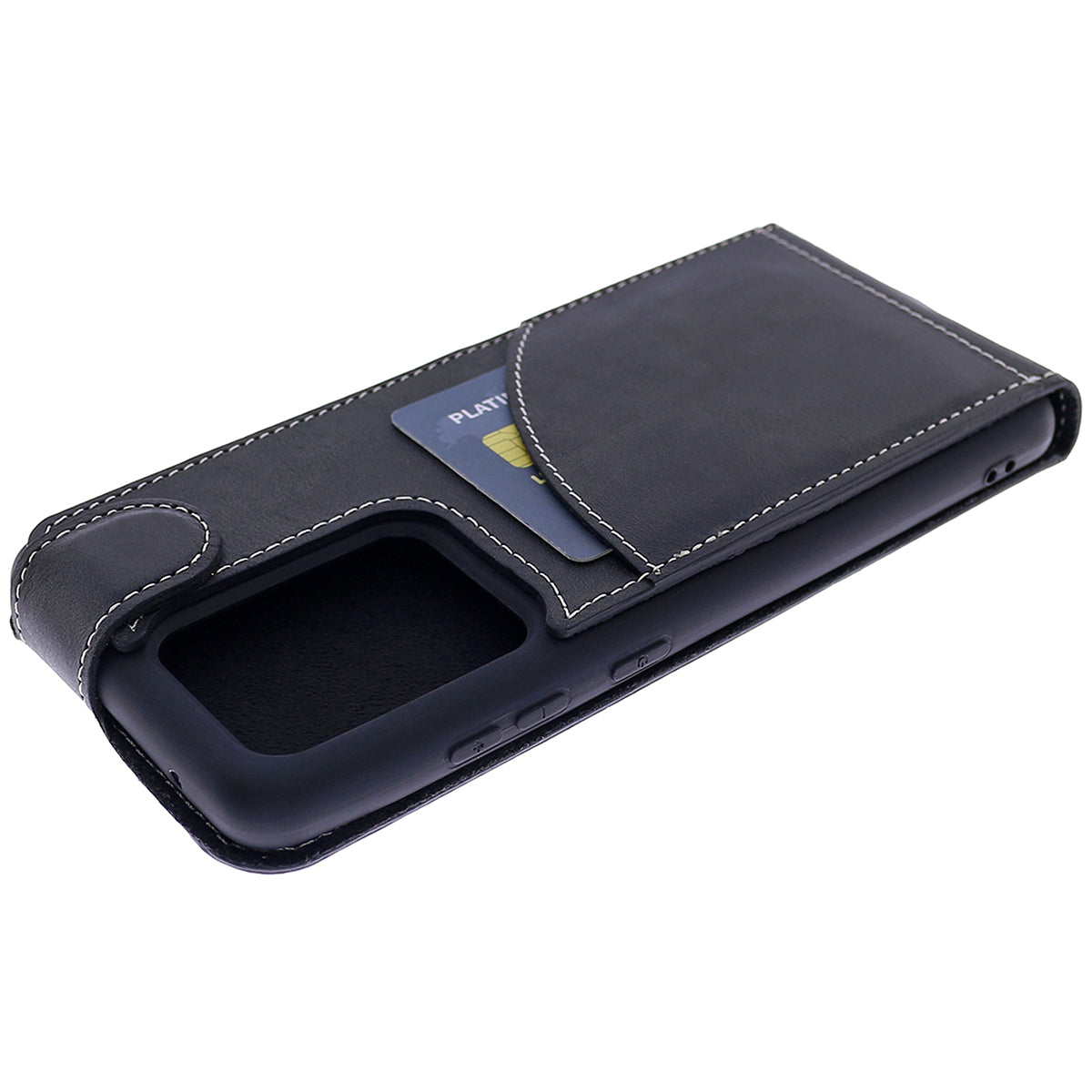 Samsung Galaxy S20 Ultra Leder Flip-Case – Flip-Style mit Kartenfach | Schwarz