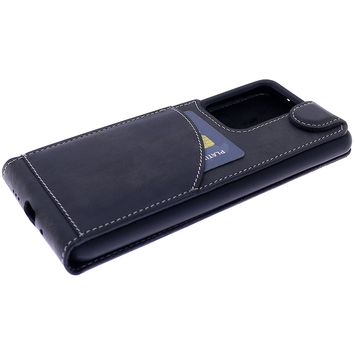 Samsung Galaxy S20 Ultra Leder Flip-Case – Flip-Style mit Kartenfach | Schwarz