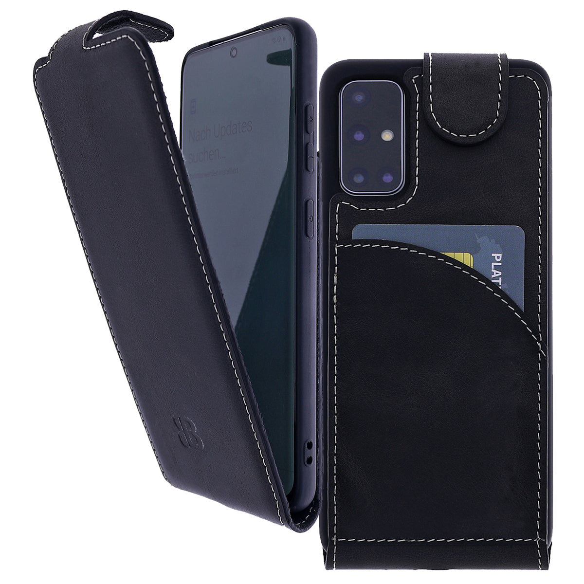 Samsung Galaxy S20 Plus Leder Flip-Case – Flip-Style mit Kartenfach | Schwarz