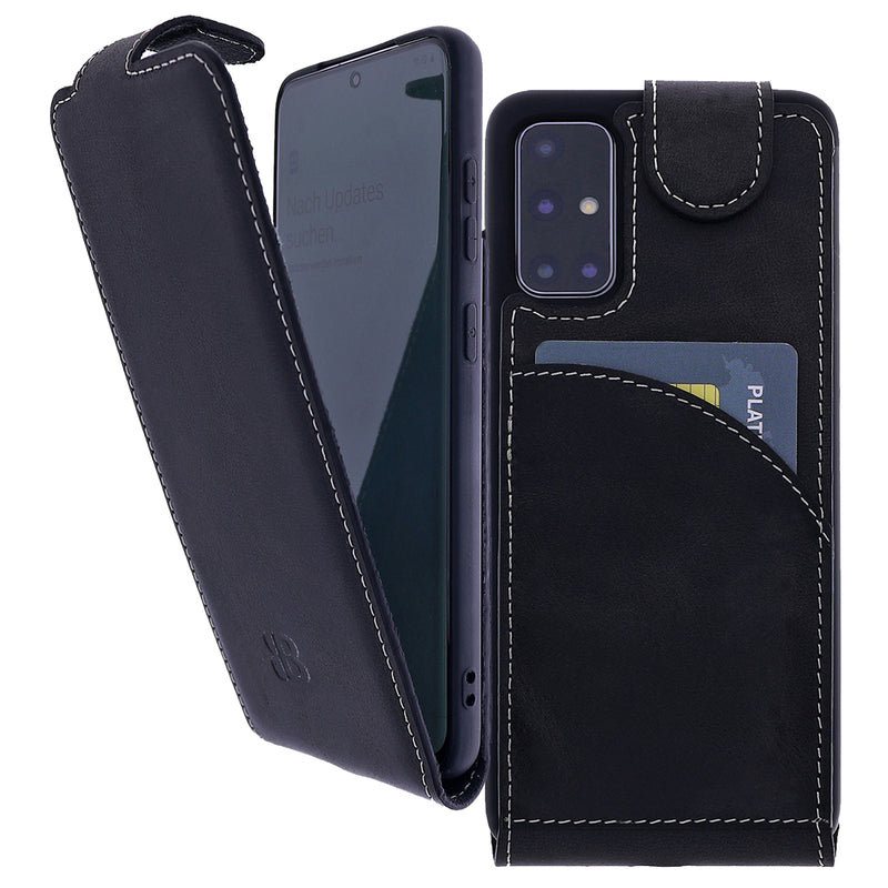 Samsung Galaxy S20 Plus Leder Flip-Case – Flip-Style mit Kartenfach | Schwarz