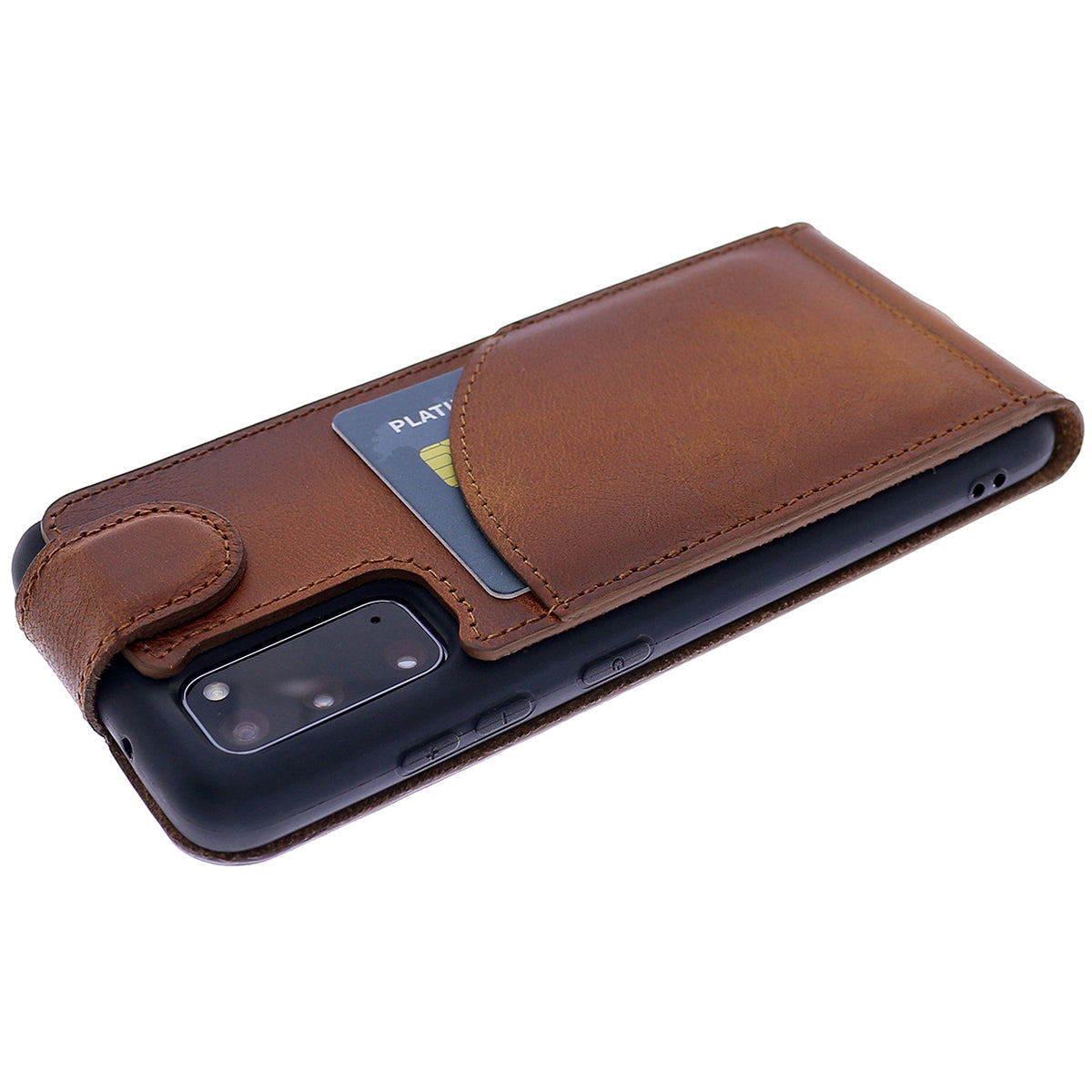 Samsung Galaxy S20 Plus Leder Flip-Case – Flip-Style mit Kartenfach | Braun