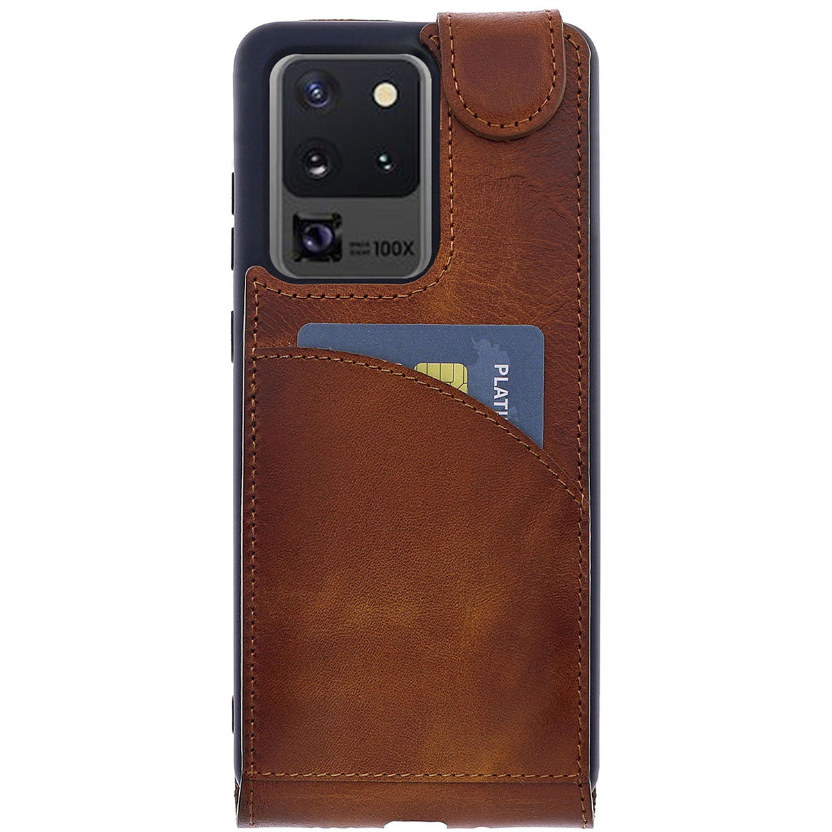 Samsung Galaxy S20 Ultra Leder Flip-Case – Flip-Style mit Kartenfach | Braun