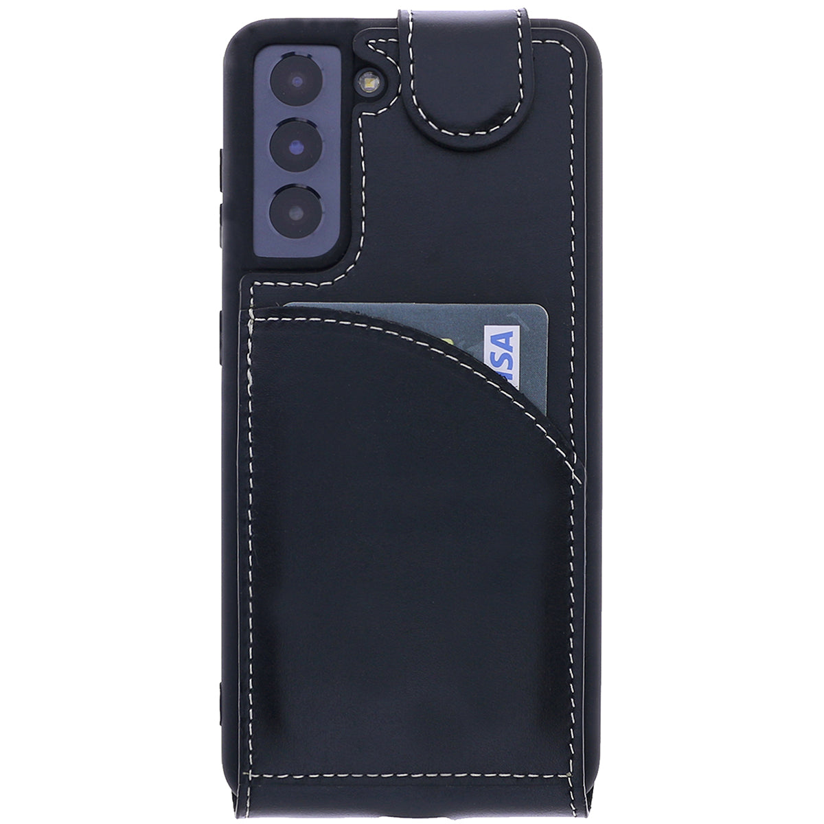 Samsung Galaxy S21 Leder Flip-Case – Flip-Style mit Kartenfach | Schwarz