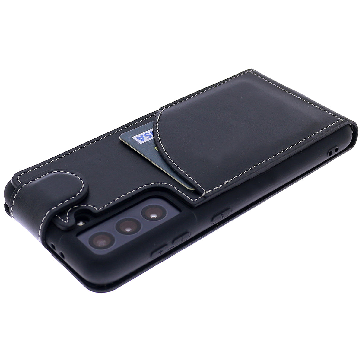 Samsung Galaxy S22 Plus Leder Flip-Case – Flip-Style mit Kartenfach | Schwarz