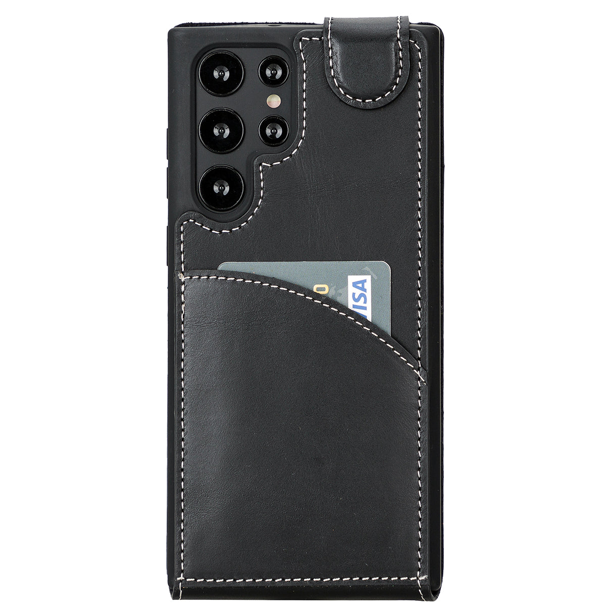 Samsung Galaxy S22 Ultra Leder Flip-Case – Flip-Style mit Kartenfach | Schwarz