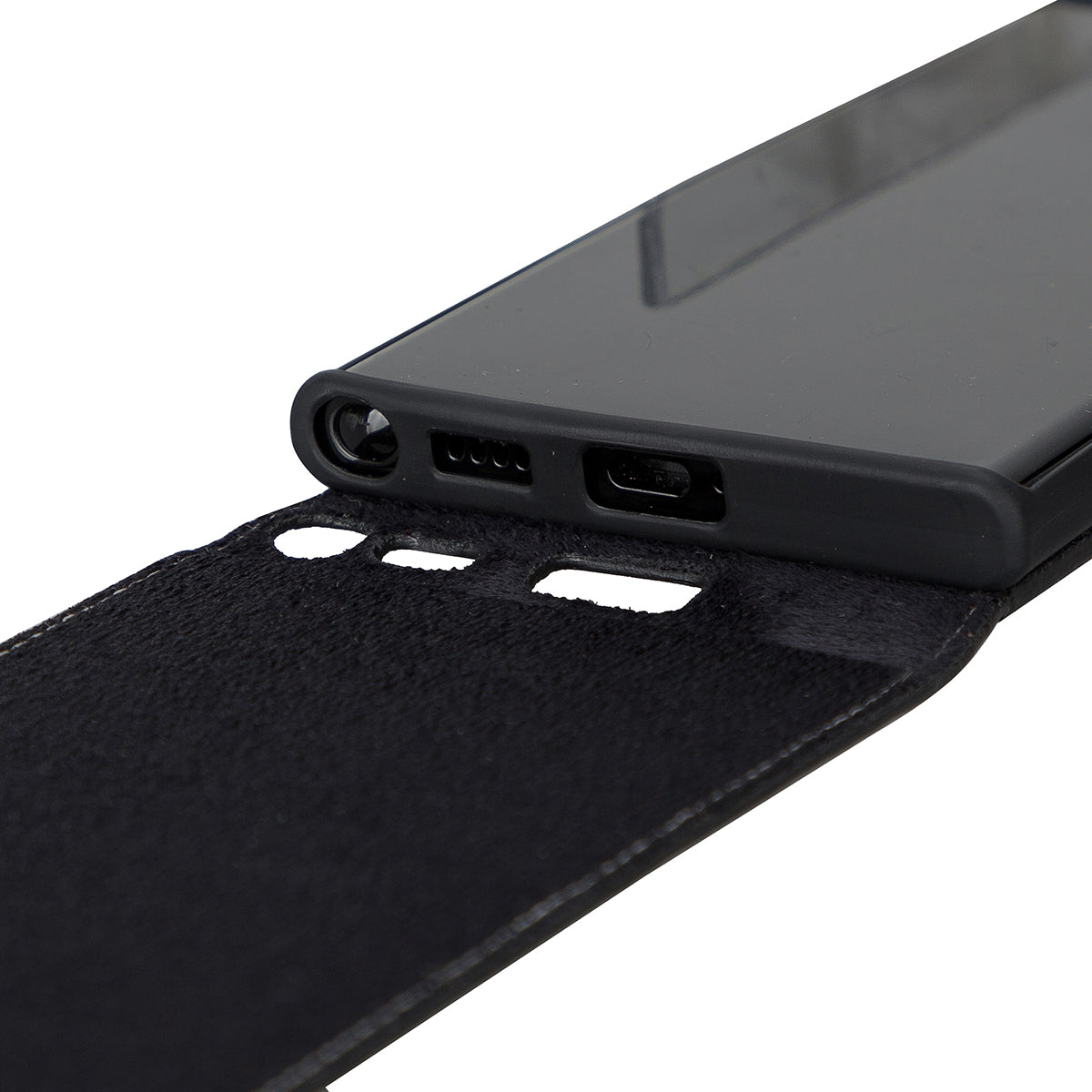 Samsung Galaxy S22 Ultra Leder Flip-Case – Flip-Style mit Kartenfach | Schwarz