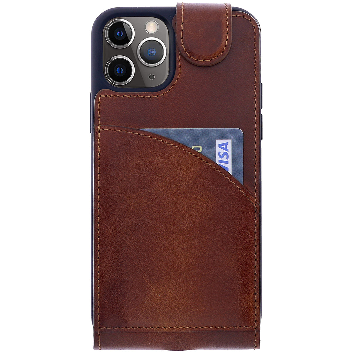iPhone 12 Pro Max Leder Flip Case – Hülle mit Rundumschutz | Braun