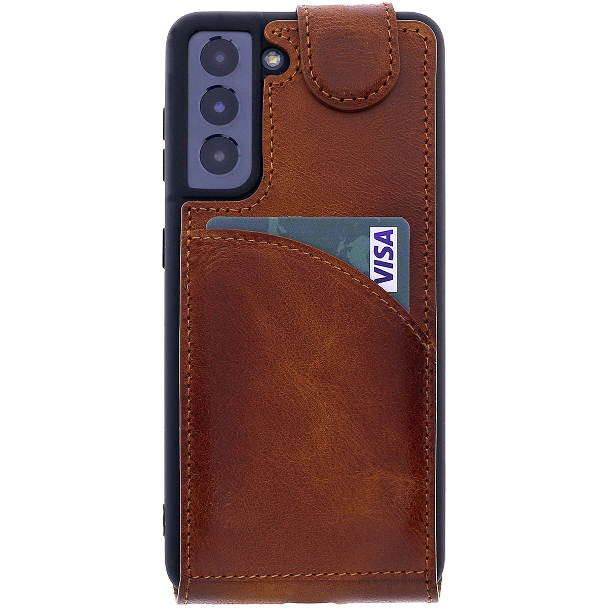 Samsung Galaxy S21 Plus Leder Flip-Case – Flip-Style mit Kartenfach | Braun
