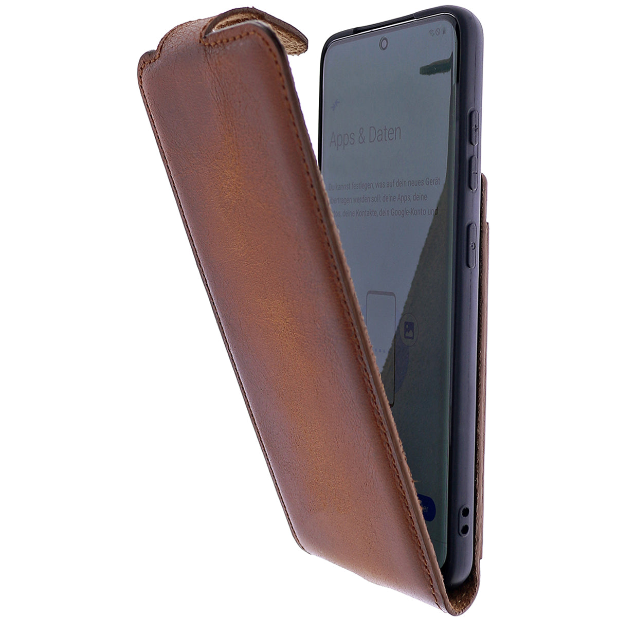 Samsung Galaxy S21 FE Leder Flip-Case – Flip-Style mit Kartenfach | Braun