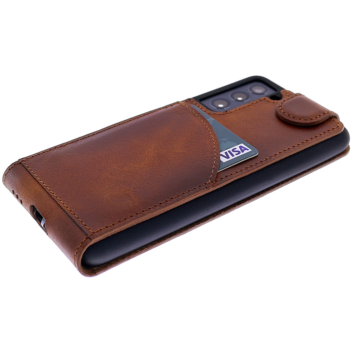 Samsung Galaxy S21 FE Leder Flip-Case – Flip-Style mit Kartenfach | Braun