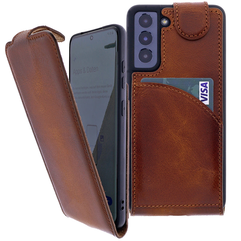 Samsung Galaxy S22 Plus Leder Flip-Case – Flip-Style mit Kartenfach | Braun