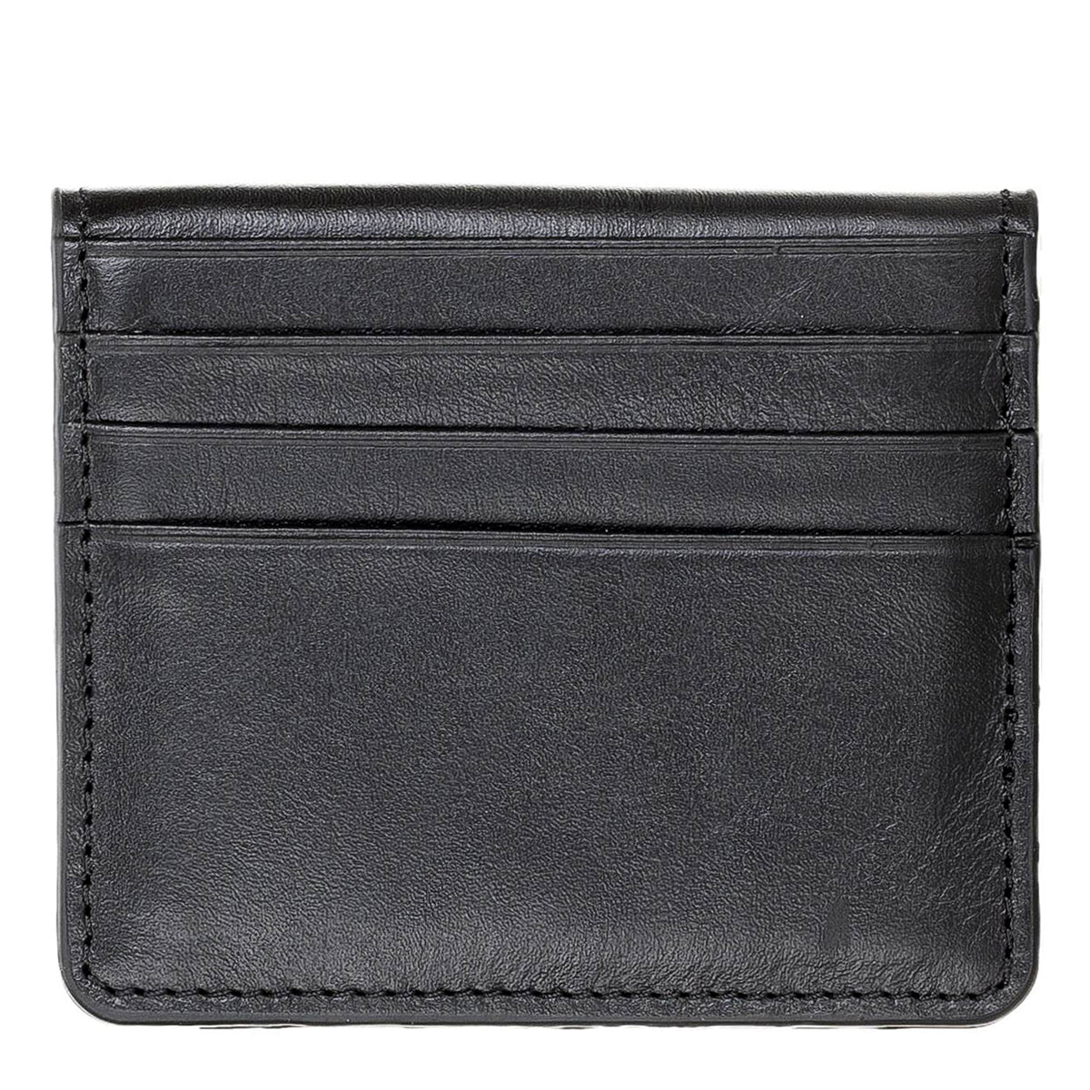 Leder Kartenetui mit Druckknopffach – Slim Wallet | Schwarz