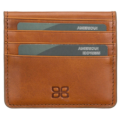 Leder Kartenetui mit Druckknopffach – Slim Wallet | Sattelbraun – Ansicht 2