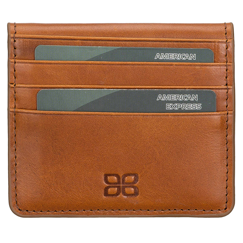 Leder Kartenetui mit Druckknopffach – Slim Wallet | Sattelbraun - Ansicht 2