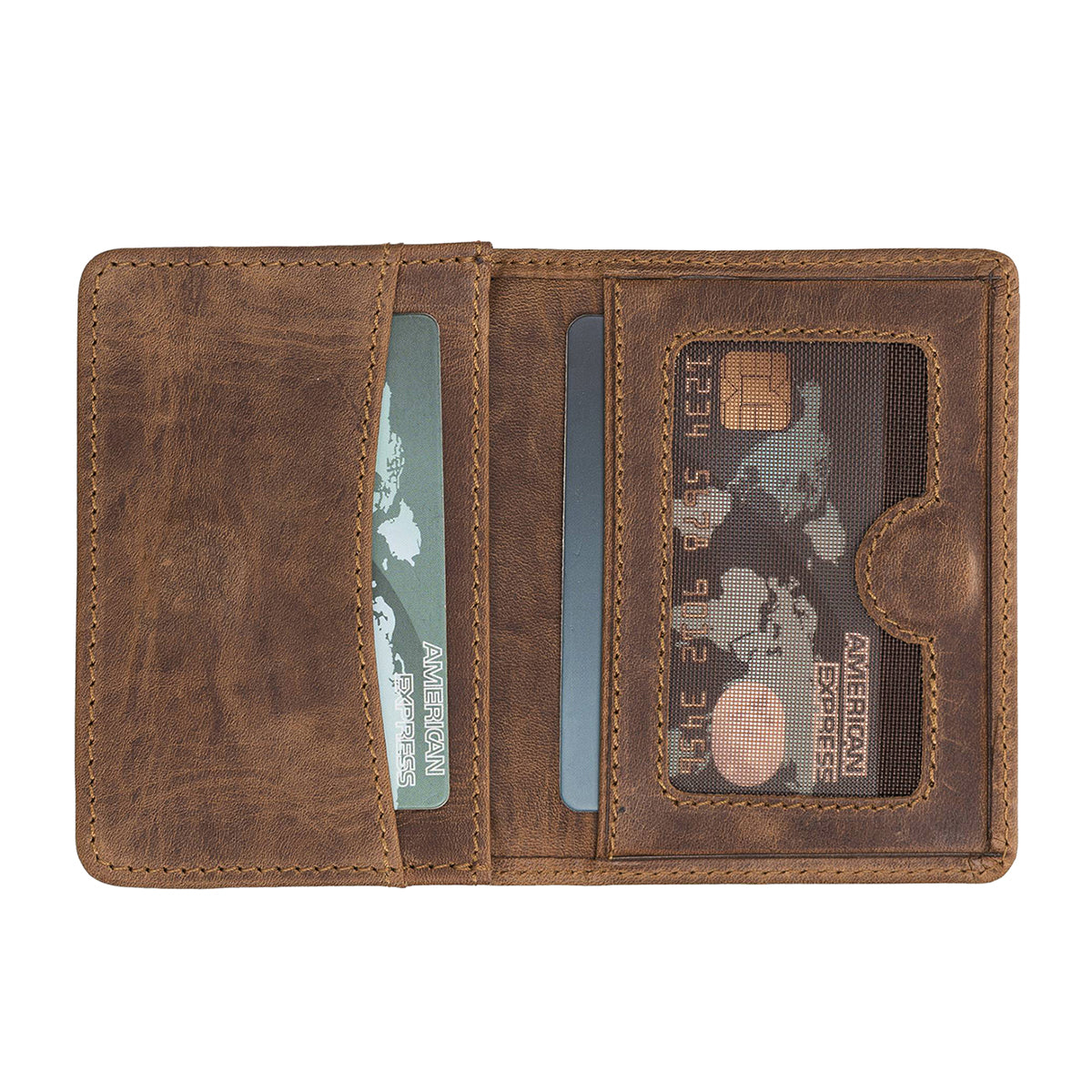 Leder Geldbörse mit Münzfach und Ausweisfach – Slim Wallet | Kaffeebraun