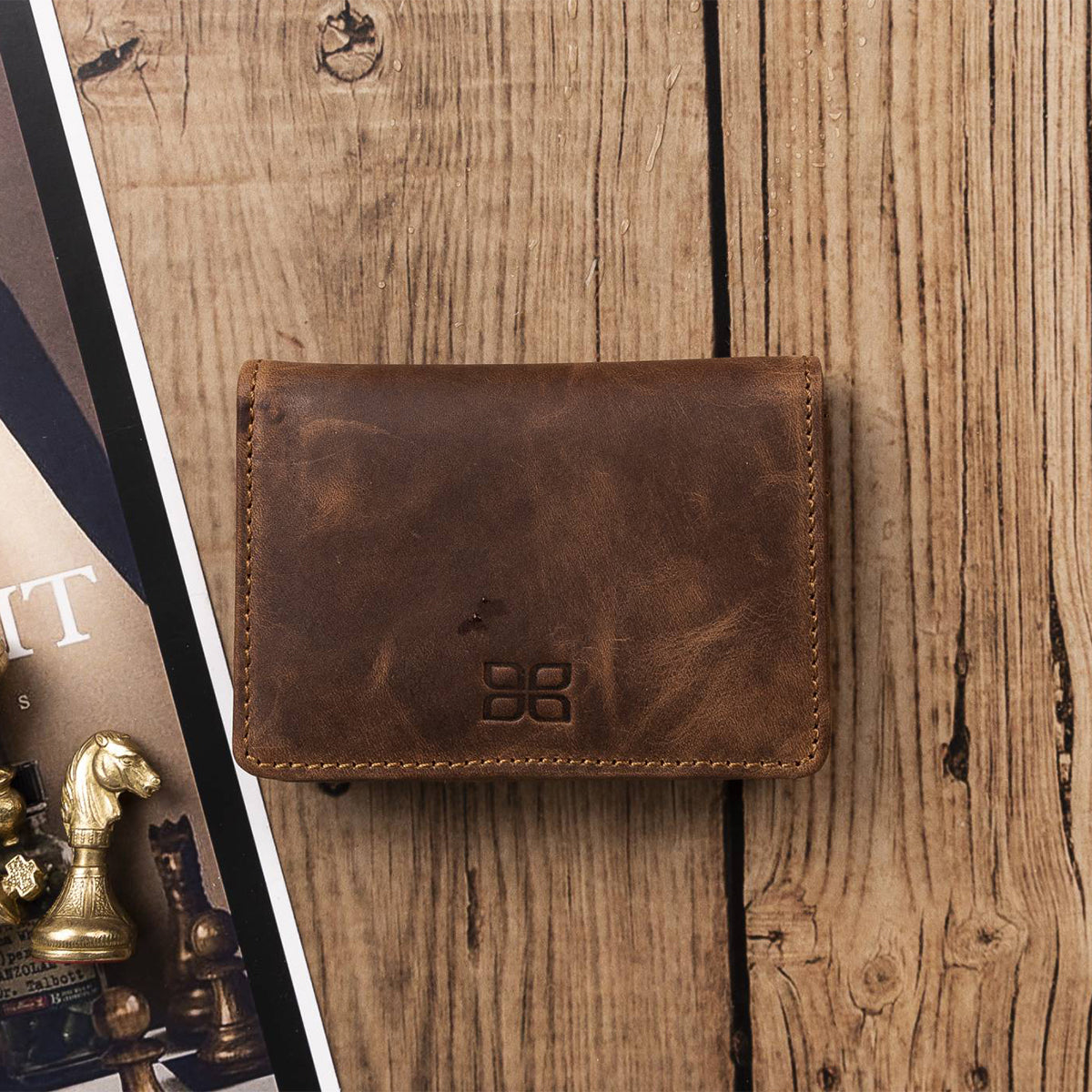 Leder Geldbörse mit Münzfach und Ausweisfach – Slim Wallet | Kaffeebraun