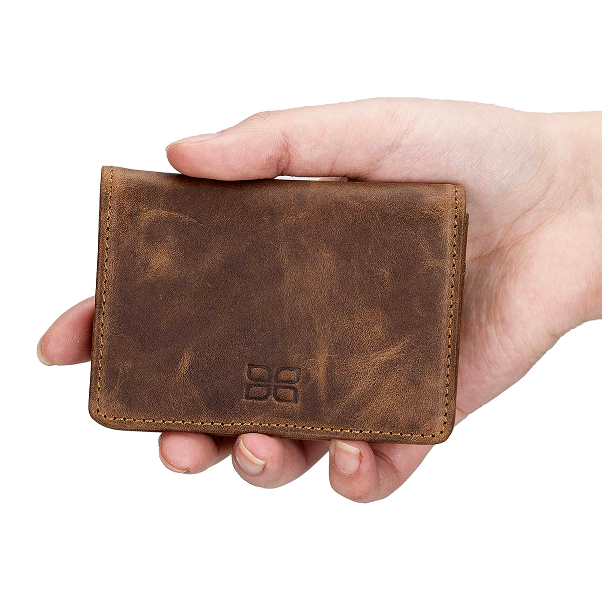 Leder Geldbörse mit Münzfach und Ausweisfach – Slim Wallet | Kaffeebraun