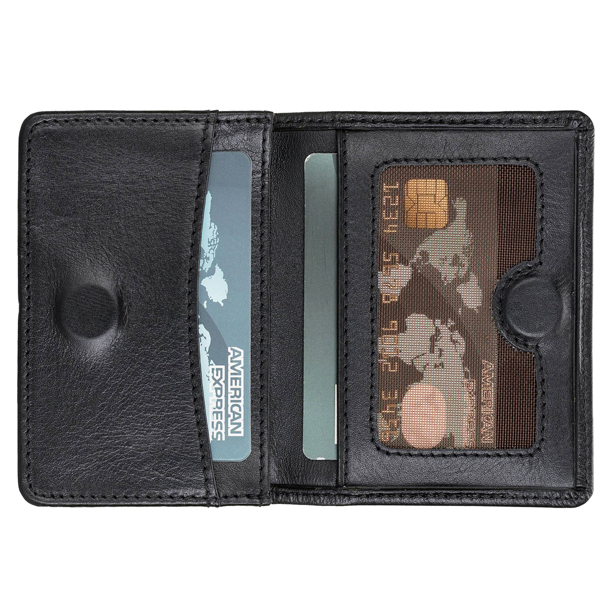 Leder Geldbörse mit Münzfach und Ausweisfach – Slim Wallet | Schwarz
