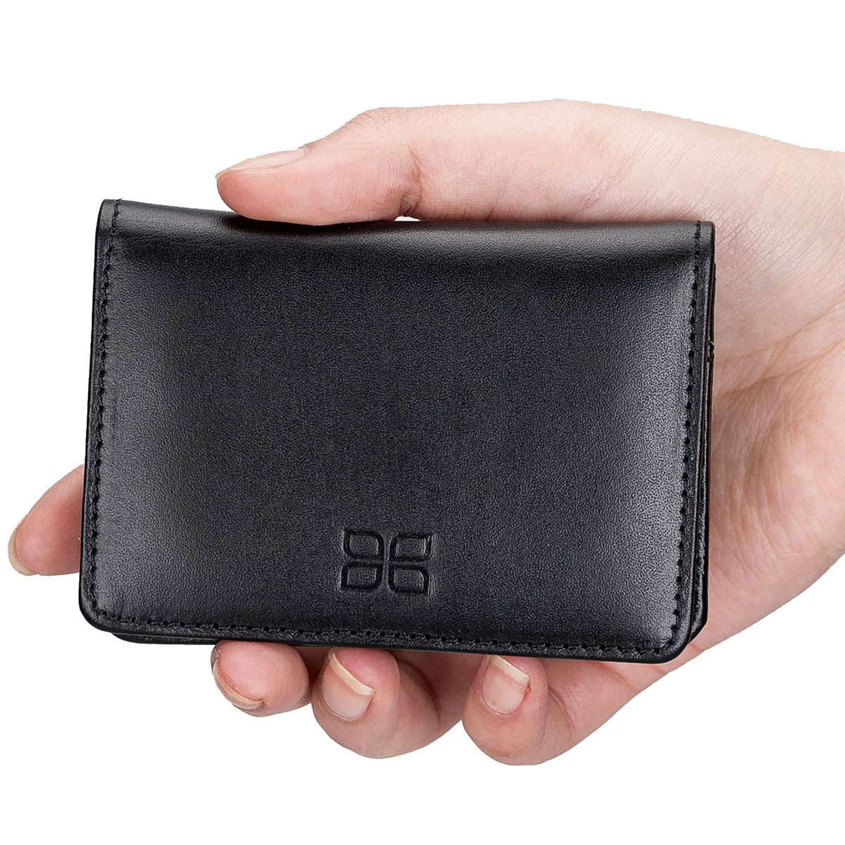 Leder Geldbörse mit Münzfach und Ausweisfach – Slim Wallet | Schwarz