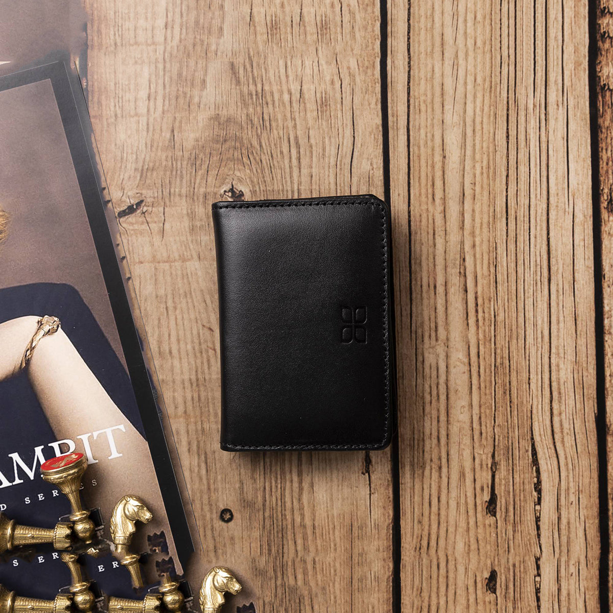 Leder Geldbörse mit Münzfach und Ausweisfach – Slim Wallet | Schwarz