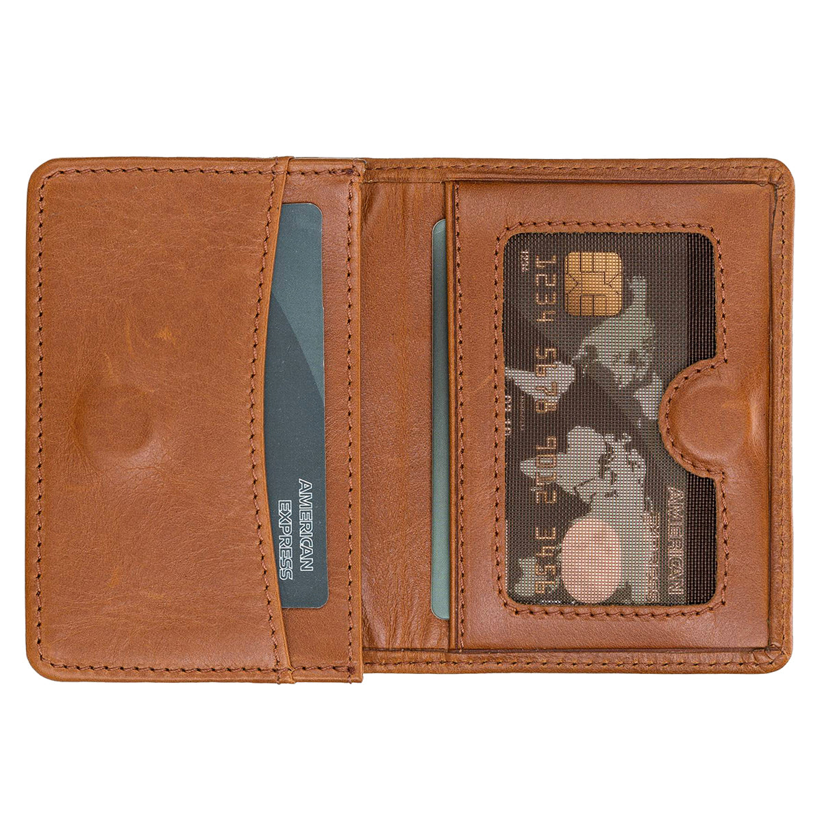 Leder Geldbörse mit Münzfach und Ausweisfach – Slim Wallet | Sattelbraun