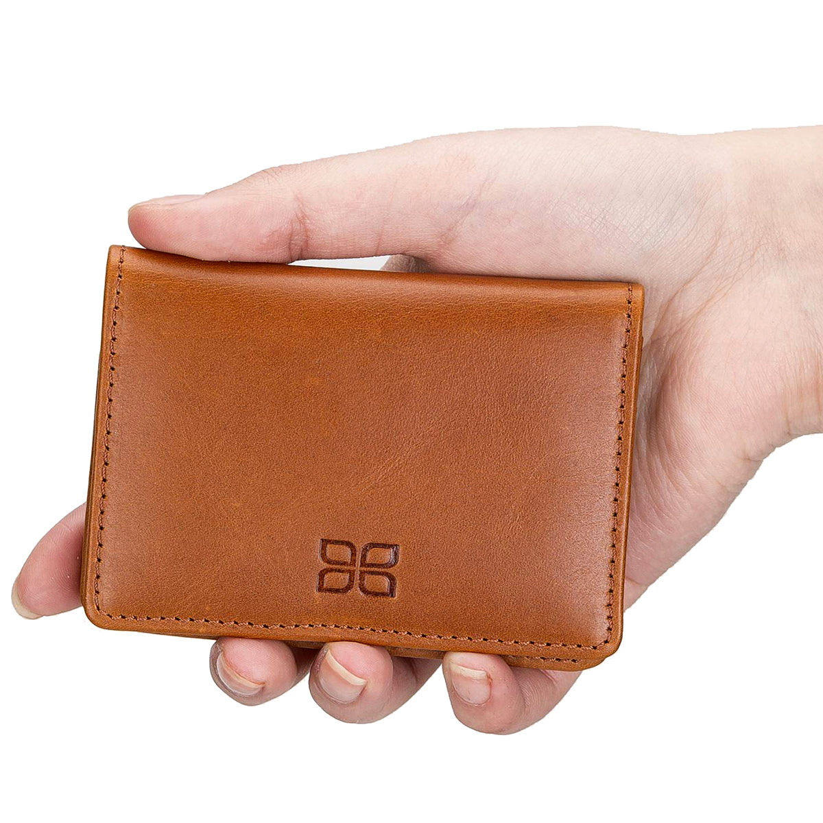 Leder Geldbörse mit Münzfach und Ausweisfach – Slim Wallet | Sattelbraun