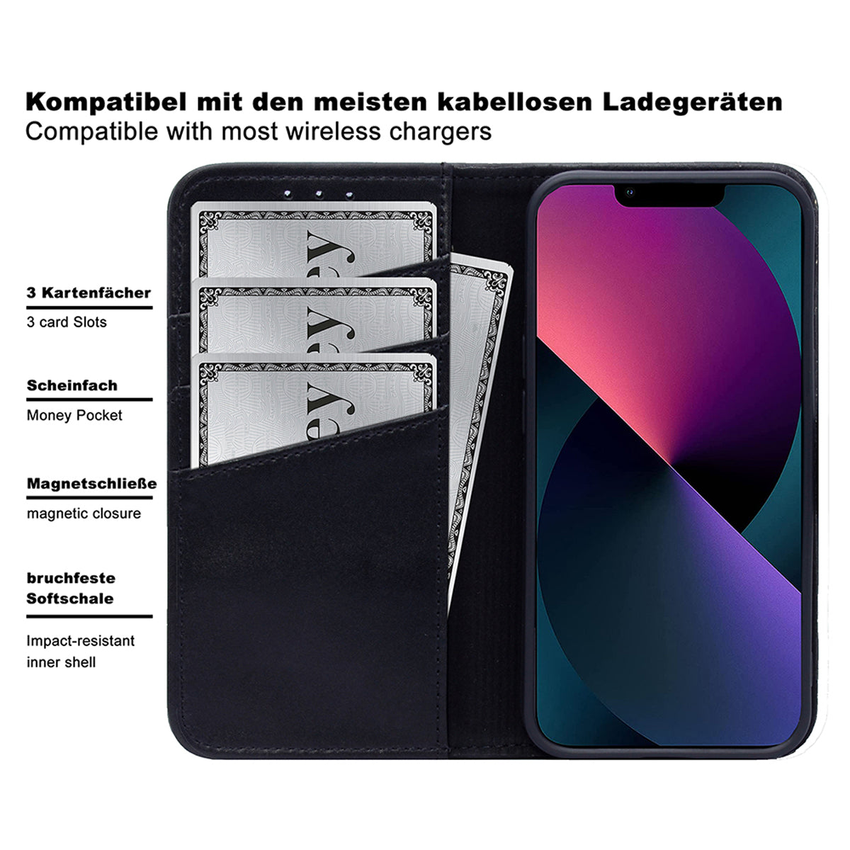 iPhone 11 Pro Premium Lederhülle – Book-Style, Vintage Look