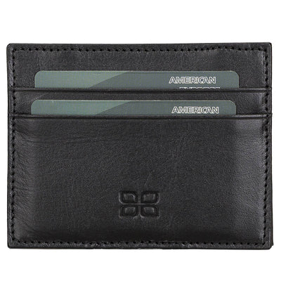 Magic Wallet aus Leder – Kreditkartenetui mit Gummizug-Scheinhalter | Schwarz