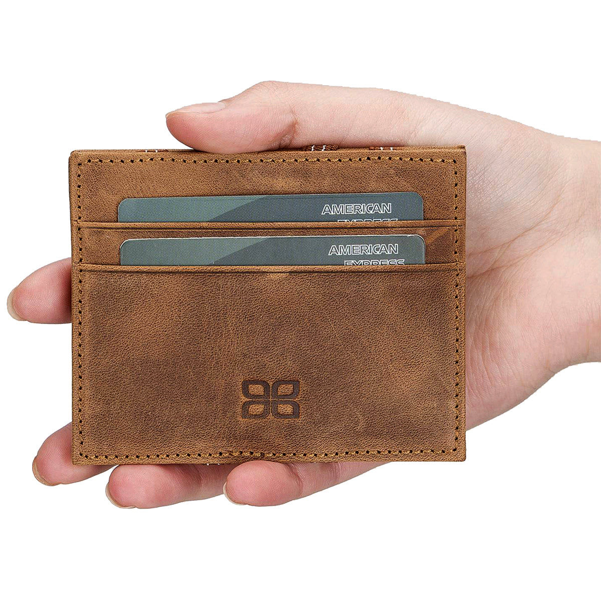 Magic Wallet aus Leder – Kreditkartenetui mit Gummizug-Scheinhalter | Braun